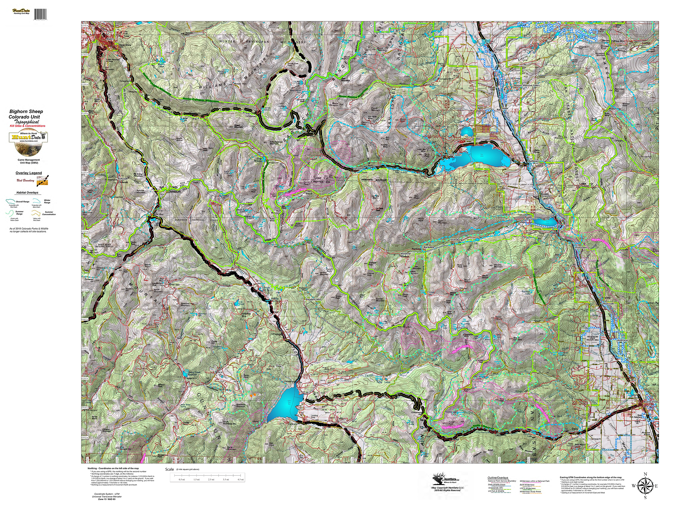 CO Bighorn Topo with Concentrations