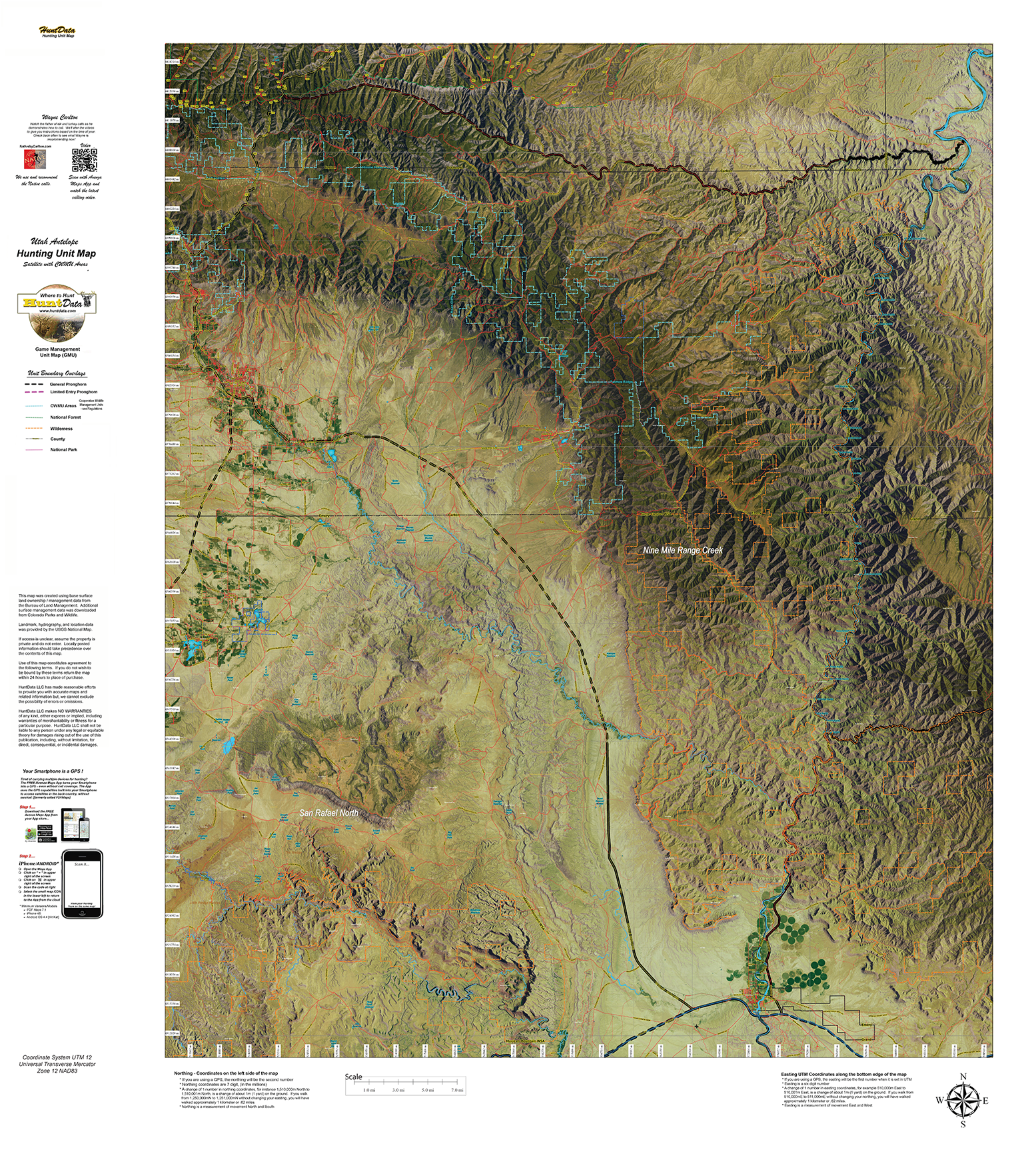 UT Antelope SATELLITE Maps with CWMU highlights